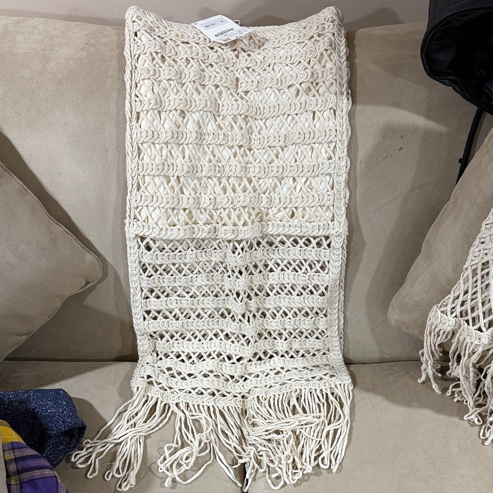 Elegant Cream Woven skirt and shirt (small top and large skirt )